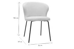 Miliboo Design-Stuhl aus weißem Stoff mit Bouclé-Wolleffekt und schwarzem Metall YDA* Design-stühle