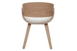 Miliboo Design-Stuhl aus weißem Stoff mit Bouclé-Wolleffekt und hellem Holz BENT* Design-stühle