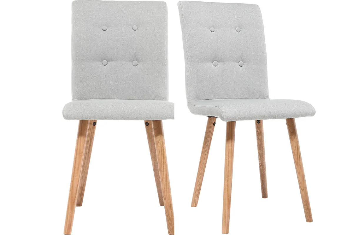 Miliboo Design-Stuhl Hellgrau und Holz 2er-Set HORTA* Design-stühle