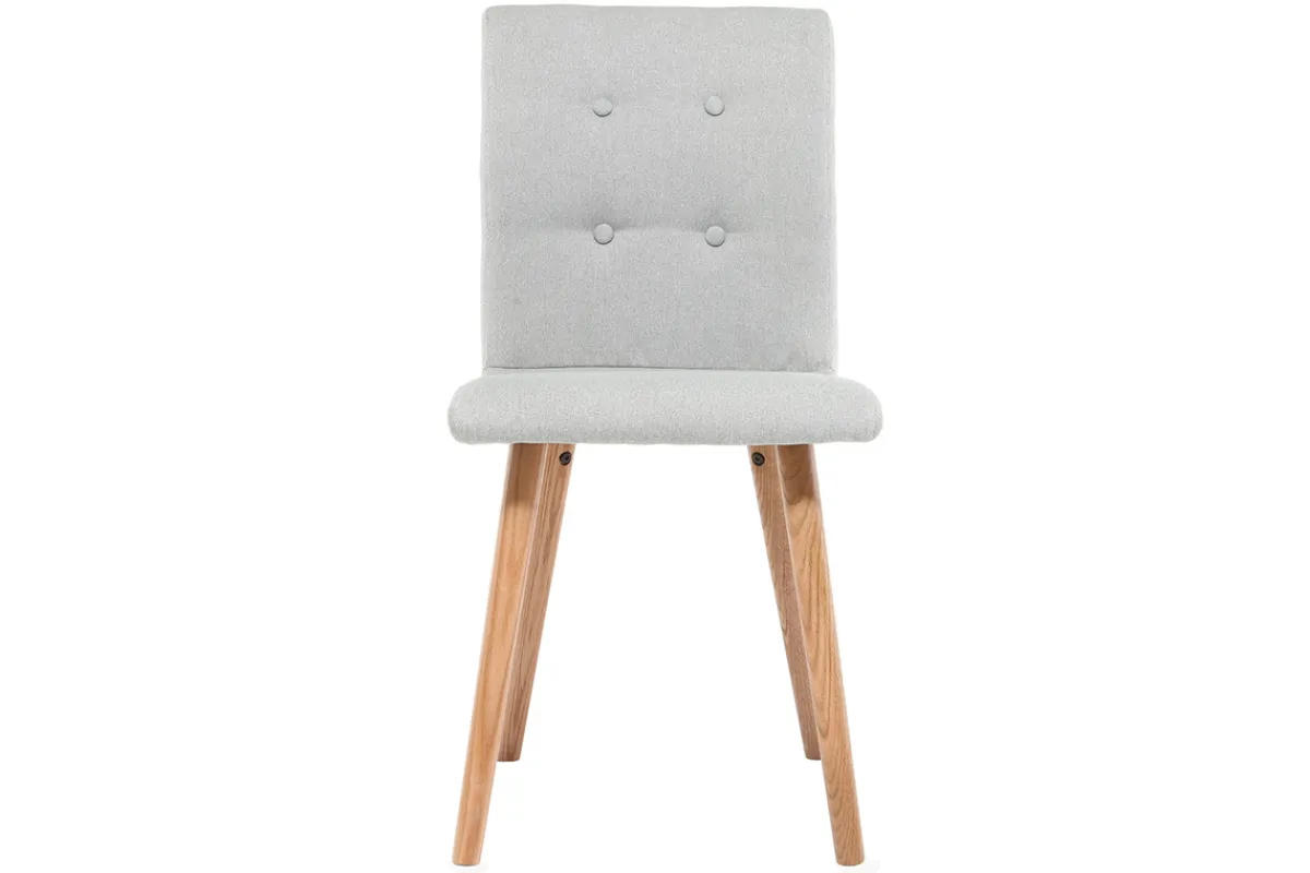 Miliboo Design-Stuhl Hellgrau und Holz 2er-Set HORTA* Design-stühle