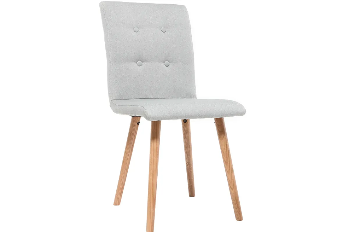 Miliboo Design-Stuhl Hellgrau und Holz 2er-Set HORTA* Design-stühle