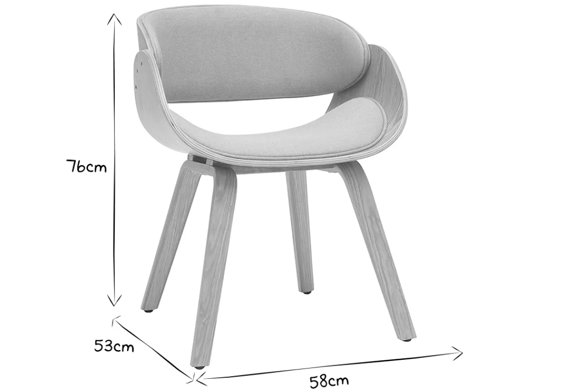 Miliboo Design-Stuhl hellgrau und helles Holz BENT* Design-stühle|Holzstühle