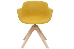 Miliboo Design-Stuhl mit Samteffekt senffarben und Holz AARON* Design-stühle