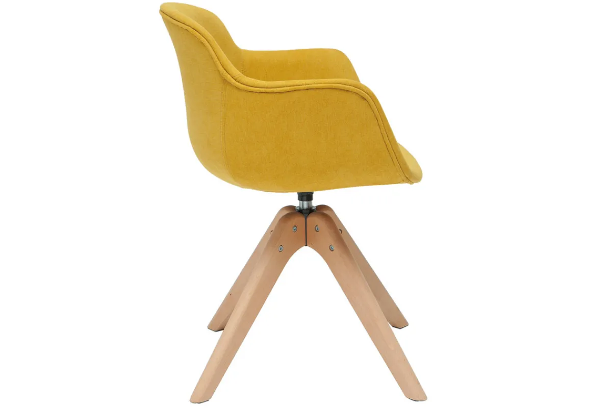Miliboo Design-Stuhl mit Samteffekt senffarben und Holz AARON* Design-stühle