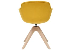 Miliboo Design-Stuhl mit Samteffekt senffarben und Holz AARON* Design-stühle
