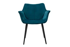 Miliboo Design-Stuhl petrolblauer Samt und Metallbeine Schwarz VOLO* Design-stühle