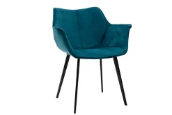 Miliboo Design-Stuhl petrolblauer Samt und Metallbeine Schwarz VOLO* Design-stühle