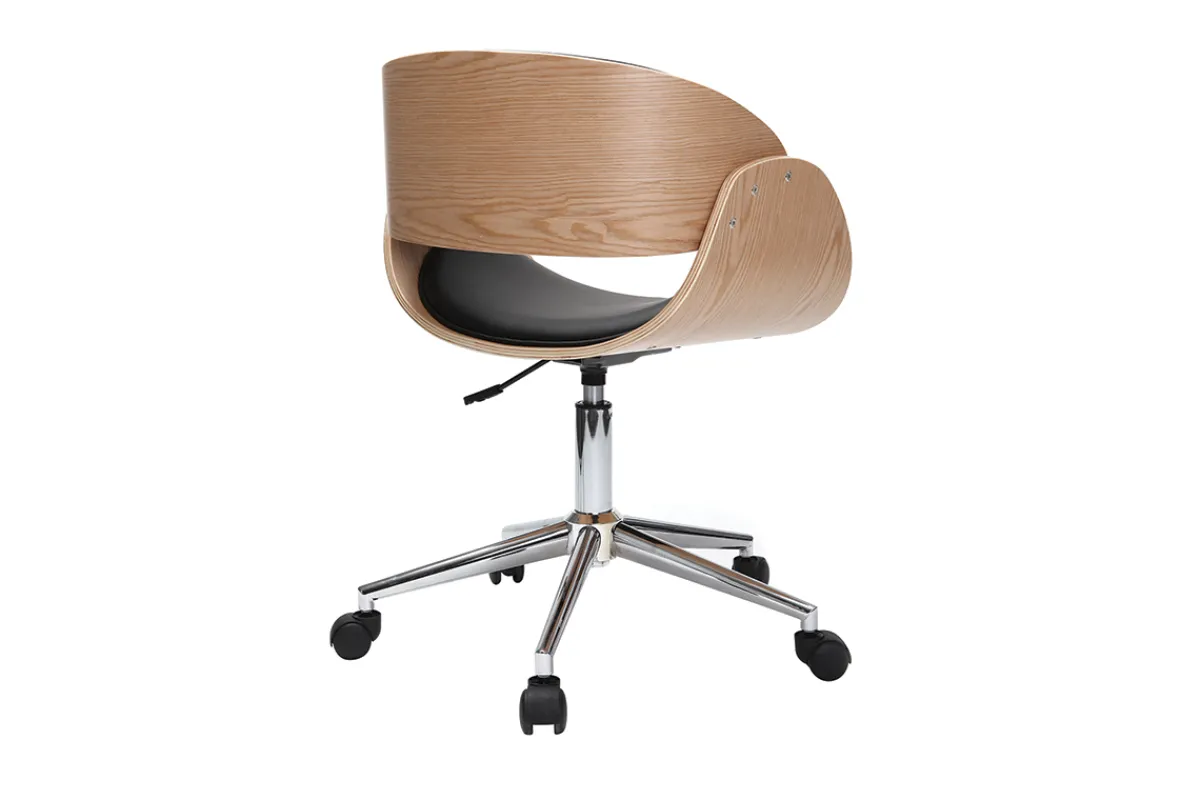 Miliboo Design-Stuhl Rollen Schwarz und Helles Holz BENT* Bürostühle|Bürostuhl Zum Kleinen Preis