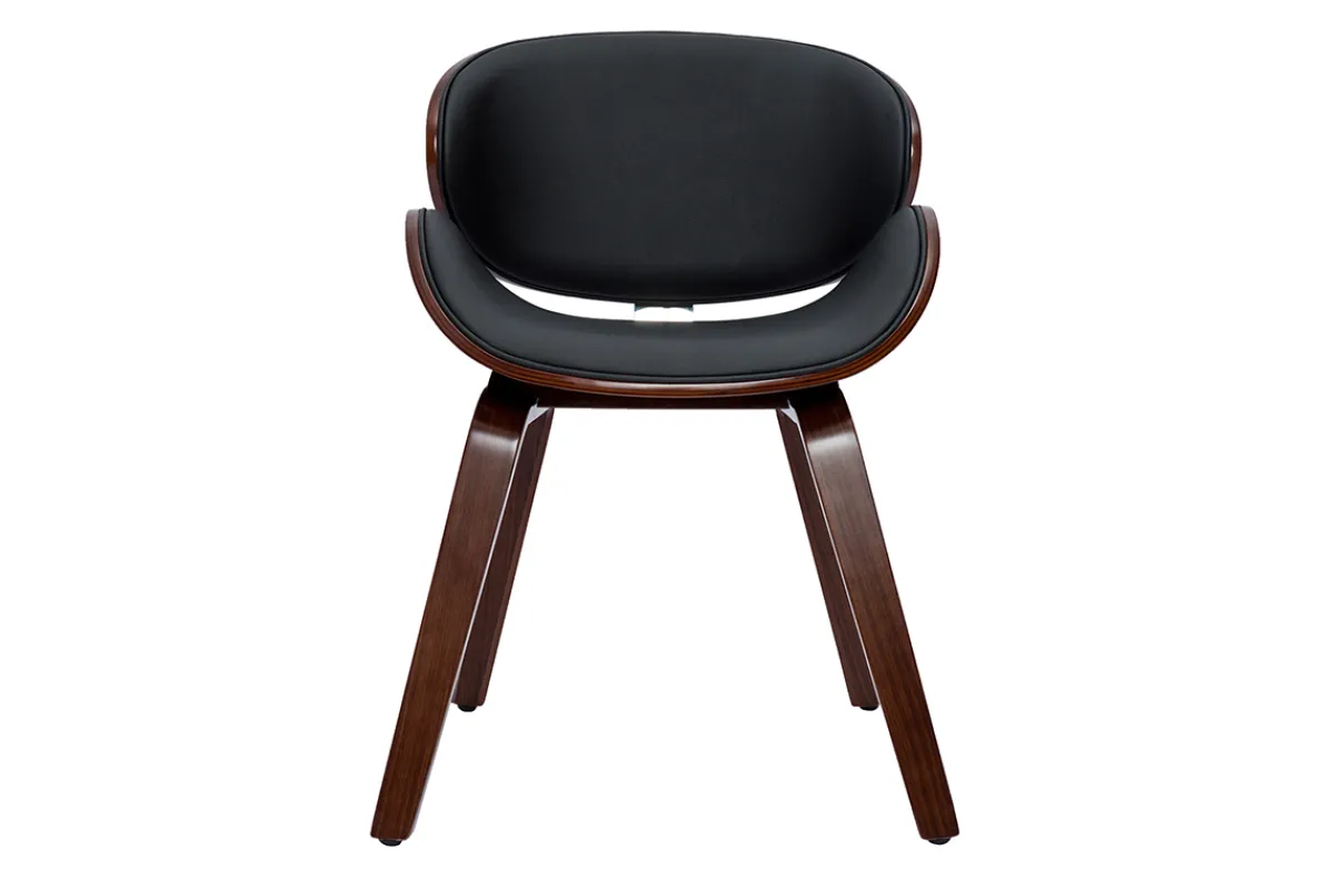 Miliboo Design-Stuhl schwarz und dunkles Walnussfurnier WALNUT* Design-stühle