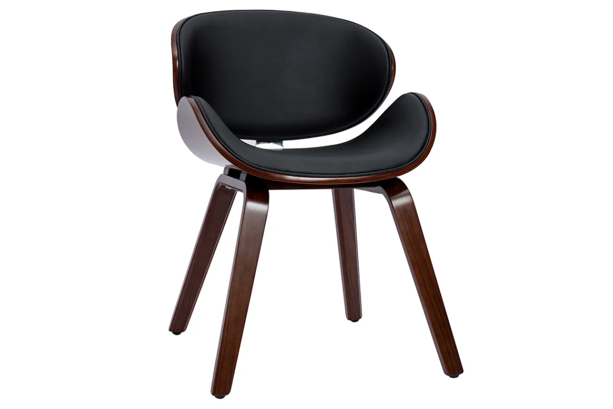 Miliboo Design-Stuhl schwarz und dunkles Walnussfurnier WALNUT* Design-stühle