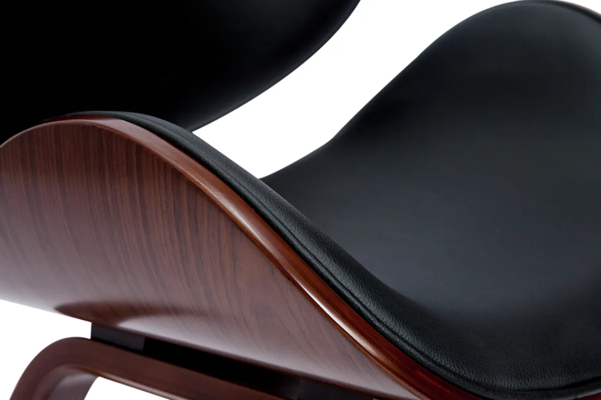 Miliboo Design-Stuhl schwarz und dunkles Walnussfurnier WALNUT* Design-stühle