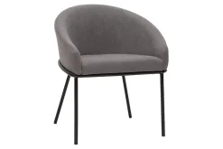 Miliboo Design-Stuhl Stoff mit Samteffekt in Grau und schwarzem Metall JENNA* Design-stühle