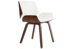 Miliboo Design-Stuhl, weiß und dunkles Walnussholz RUBBENS* Design-sessel|Design-stühle