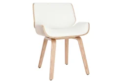 Miliboo Design-Stuhl, weiß und helles Holz RUBBENS* Design-sessel|Design-stühle