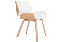 Miliboo Design-Stuhl, weiß und helles Holz RUBBENS* Design-sessel|Design-stühle