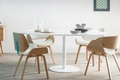 Miliboo Design-Stuhl, weiß und helles Holz RUBBENS* Design-sessel|Design-stühle