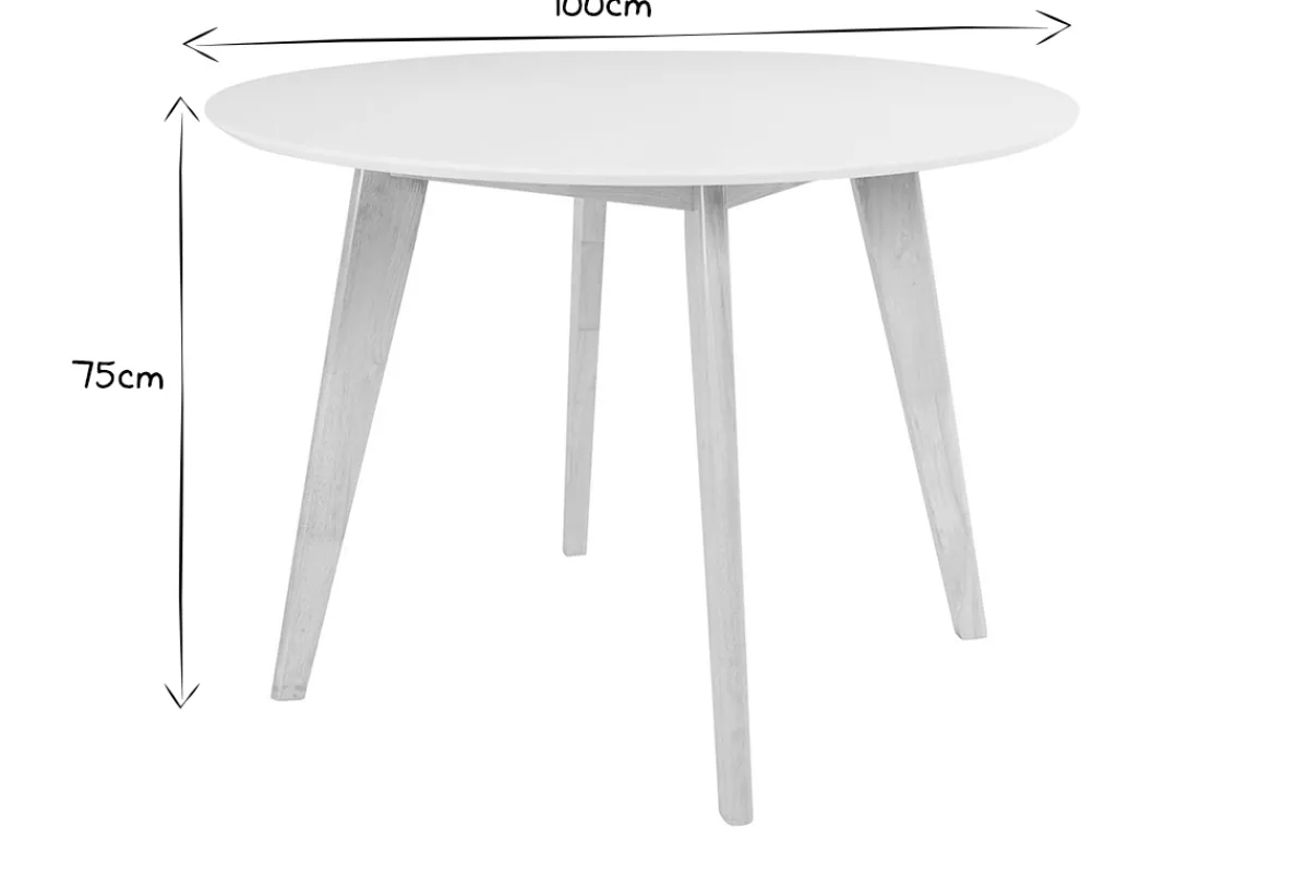 Miliboo Design-Tisch LEENA Holz und Weiß D100* Esstische