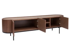 Miliboo Design-TV-Möbel aus dunklem Walnussfurnier und schwarzem Metall mit Stauraum B180 cm SKYE* Tv-lowboards