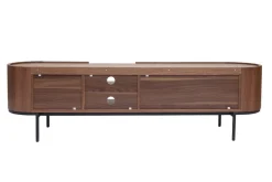 Miliboo Design-TV-Möbel aus dunklem Walnussfurnier und schwarzem Metall mit Stauraum B180 cm SKYE* Tv-lowboards