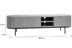 Miliboo Design-TV-Möbel aus hellem Holz und schwarzem Metall mit Stauraum B180 cm SKYE* Tv-lowboards