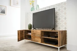 Miliboo Design-TV-Möbel Mangoholz und Metall Weiß 145 cm BOHO* Tv-lowboards