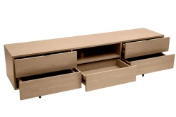 Miliboo Design-TV-Möbel mit Stauraum aus hellem Eichenfurnier und schwarzem Metall B180 cm ALASKA* Tv-lowboards