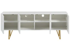 Miliboo Design-TV-Möbel mit weißer Gravur und goldfarbenem Metall B140 cm OZEN* Tv-lowboards