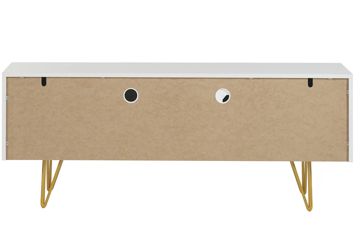 Miliboo Design-TV-Möbel mit weißer Gravur und goldfarbenem Metall B140 cm OZEN* Tv-lowboards