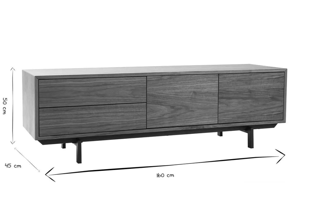 Miliboo Design-TV-Möbel Vintage geschlossen Nussbaum MANNY* Tv-lowboards