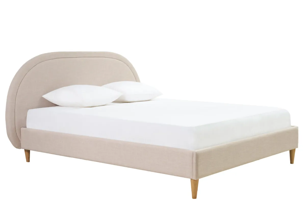 Miliboo Doppelbett 160x200 aus beigem Stoff CHARLINE* Betten Für Erwachsene