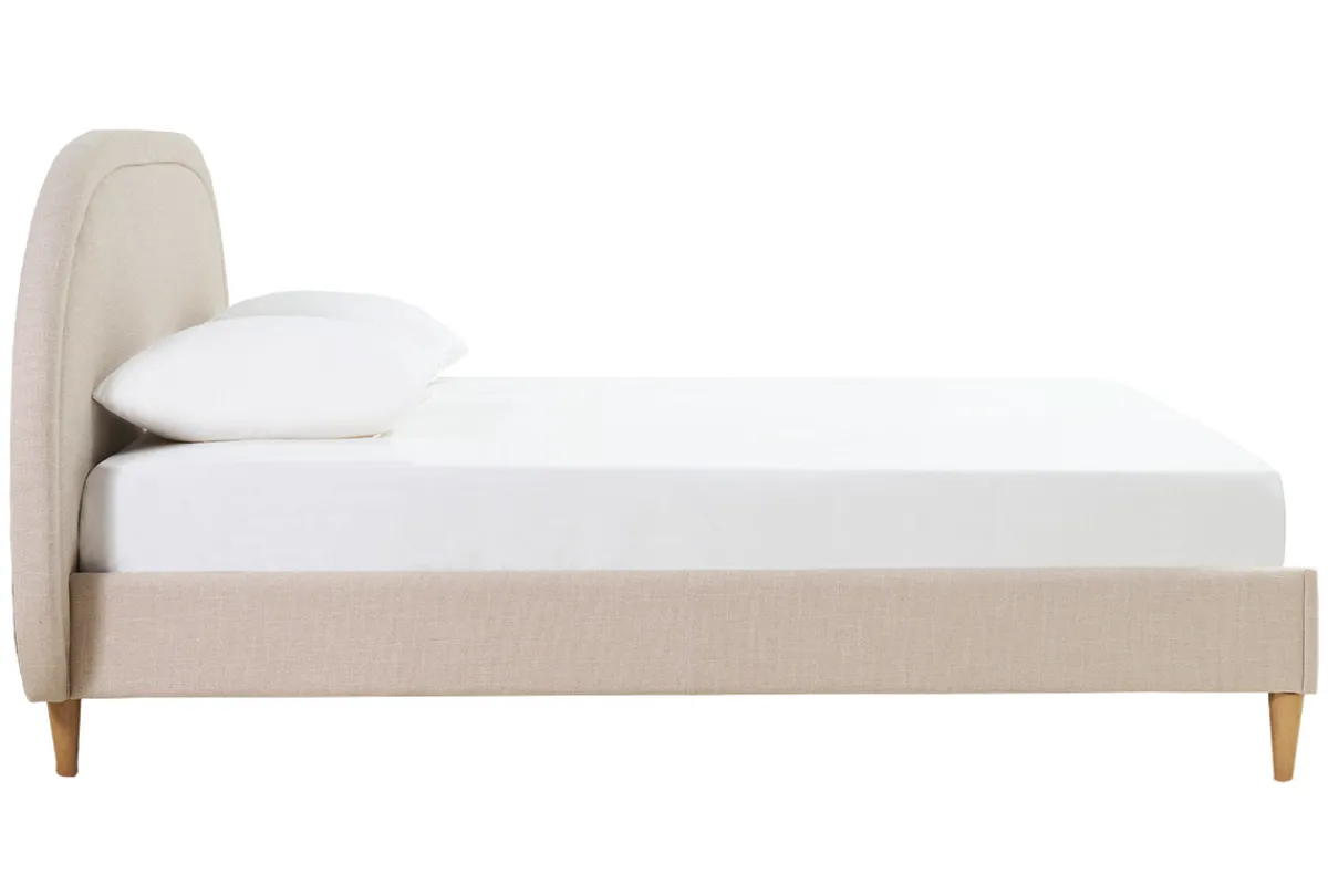 Miliboo Doppelbett 160x200 aus beigem Stoff CHARLINE* Betten Für Erwachsene