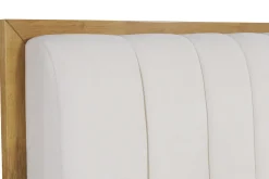 Miliboo Doppelbett 160x200 cm aus hellem Holz und hellgrauem Stoff RONN* Betten Für Erwachsene