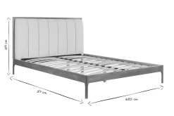Miliboo Doppelbett 160x200 cm aus hellem Holz und hellgrauem Stoff RONN* Betten Für Erwachsene