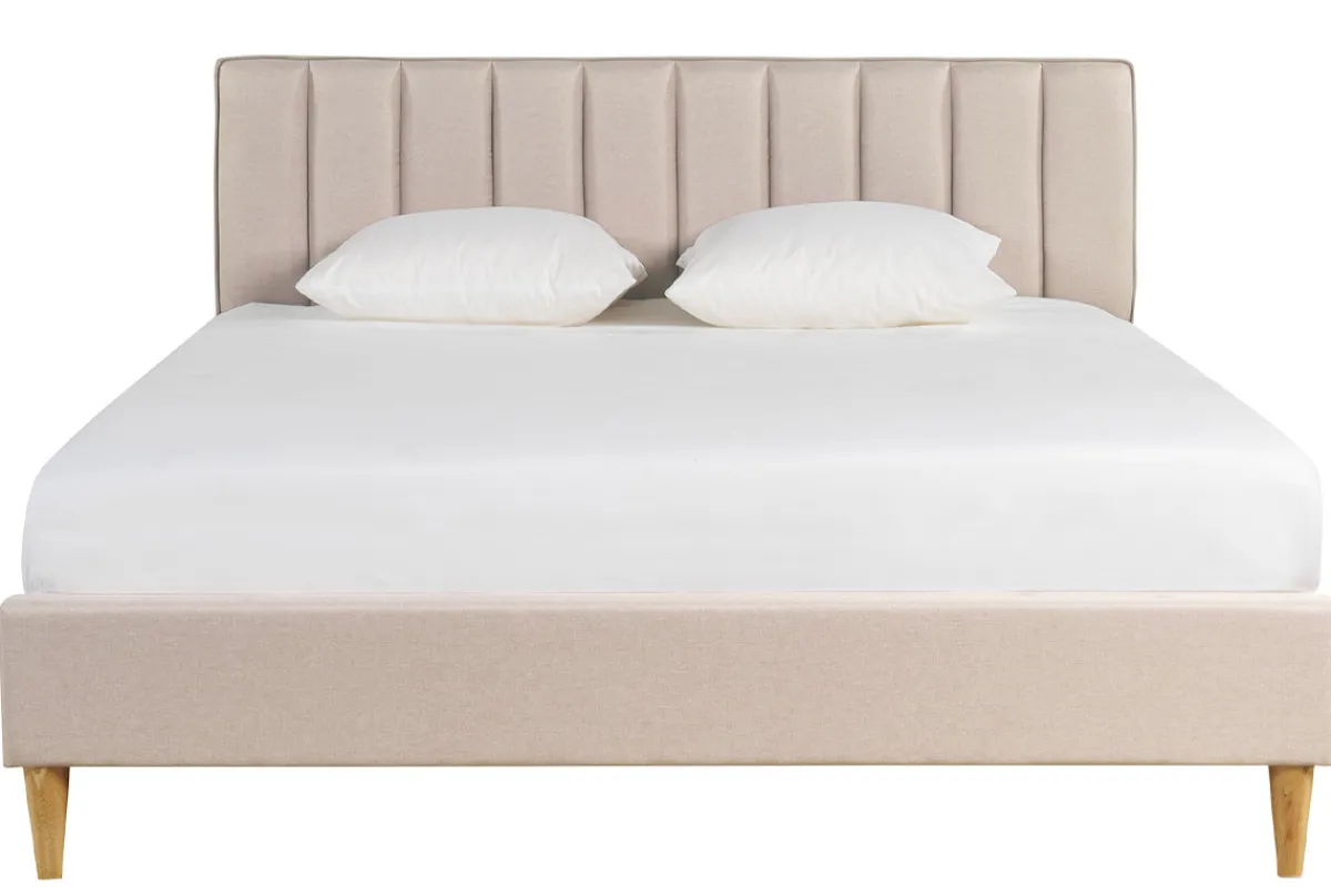 Miliboo Doppelbett 160x200 cm in beigem Stoff DIANE* Betten Für Erwachsene