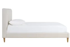 Miliboo Doppelbett 160x200 cm in beigem Stoff und hellem Holz SALOME* Betten Für Erwachsene