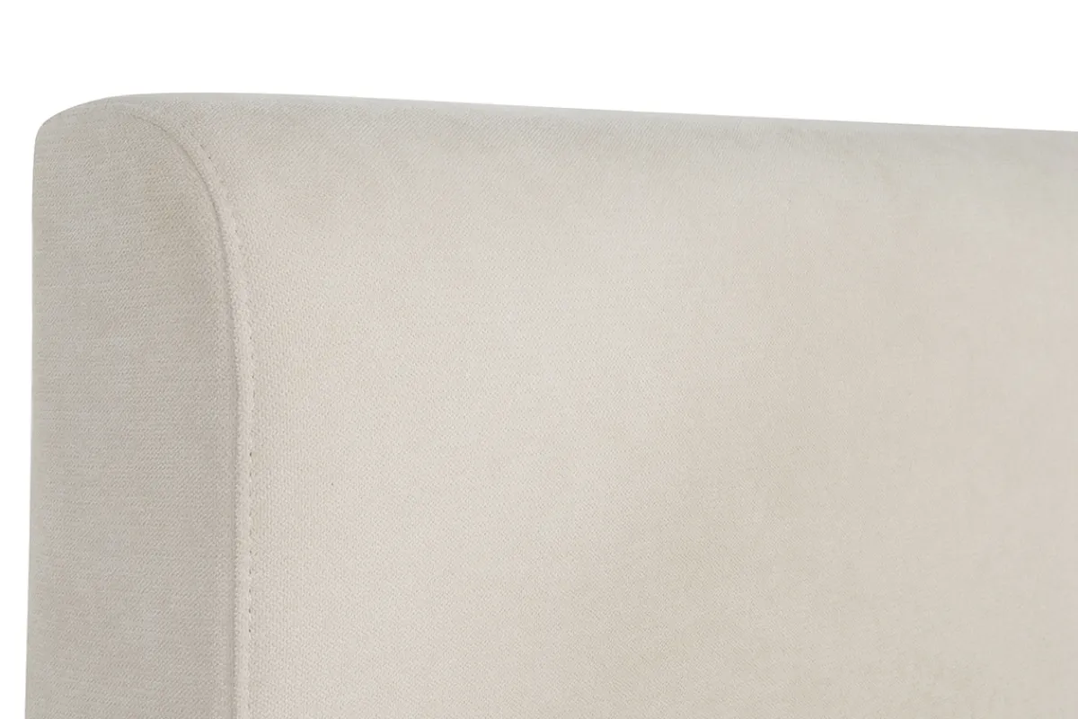 Miliboo Doppelbett 160x200 cm in beigem Stoff und hellem Holz SALOME* Betten Für Erwachsene