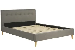 Miliboo Doppelbett 160x200 cm mit Bettkopfteil aus hellgrauem Stoff LEONCE* Betten Für Erwachsene