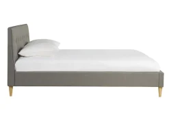 Miliboo Doppelbett 160x200 cm mit Bettkopfteil aus hellgrauem Stoff LEONCE* Betten Für Erwachsene