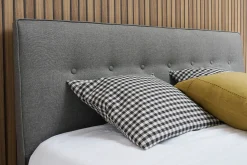 Miliboo Doppelbett 160x200 cm mit Bettkopfteil aus hellgrauem Stoff LEONCE* Betten Für Erwachsene