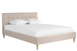 Miliboo Doppelbett 160x200 cm mit Bettkopfteil aus beigem Stoff LEONCE* Betten Für Erwachsene