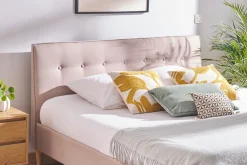 Miliboo Doppelbett 160x200 cm mit Bettkopfteil aus beigem Stoff LEONCE* Betten Für Erwachsene