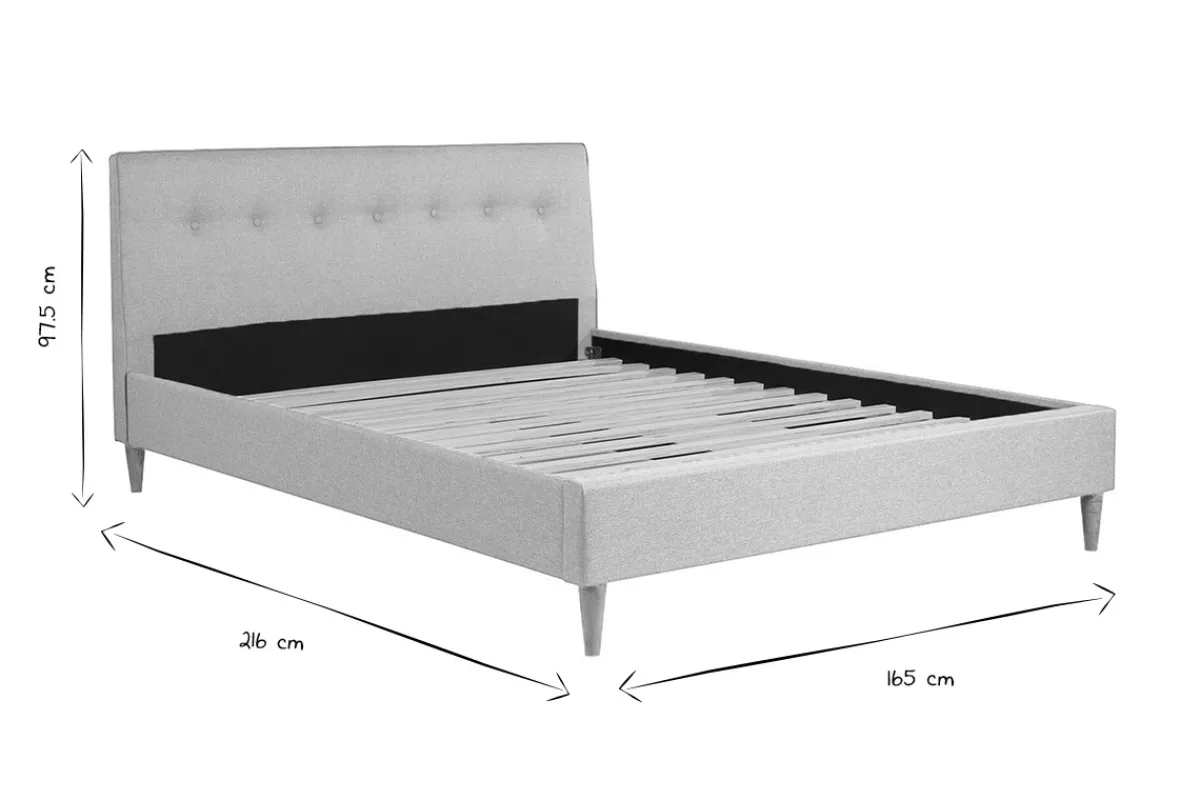 Miliboo Doppelbett 160x200 cm mit Bettkopfteil aus beigem Stoff LEONCE* Betten Für Erwachsene