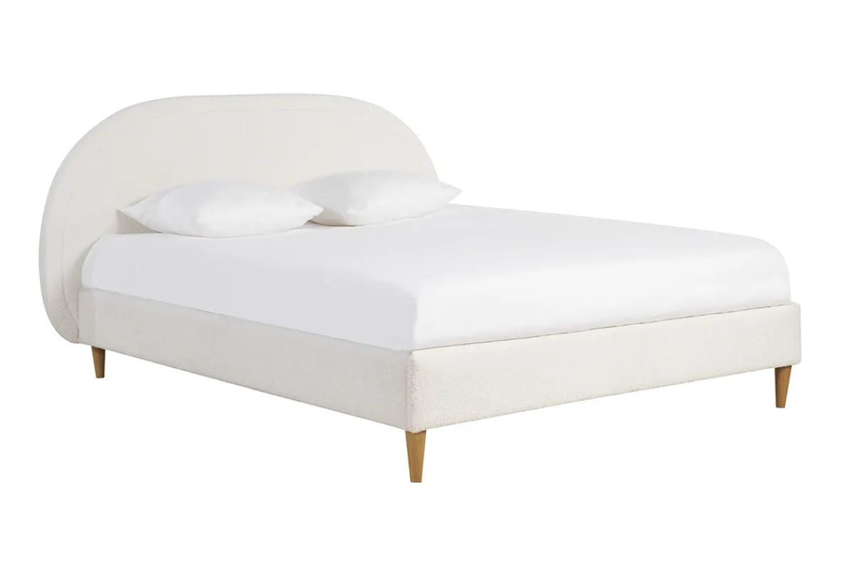 Miliboo Doppelbett 160x200 Stoff mit Bouclé-Wolleffekt CHARLINE* Betten Für Erwachsene