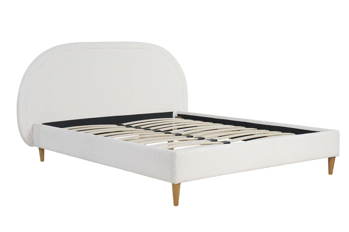 Miliboo Doppelbett 160x200 Stoff mit Bouclé-Wolleffekt CHARLINE* Betten Für Erwachsene