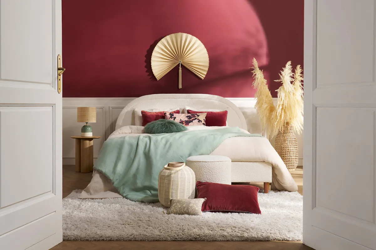 Miliboo Doppelbett 160x200 Stoff mit Bouclé-Wolleffekt CHARLINE* Betten Für Erwachsene