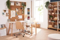 Miliboo Dreh-Schreibtisch skandinavisches Design Weiß und Eiche GILDA* Design-schreibtische