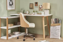 Miliboo Dreh-Schreibtisch skandinavisches Design Weiß und Eiche GILDA* Design-schreibtische