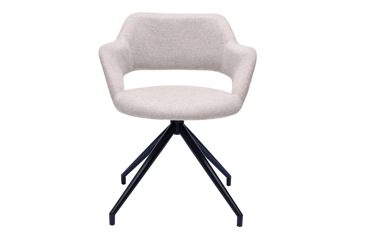 Miliboo Drehstuhl 360° aus beigem strukturiertem Samteffektstoff und schwarzem Metall JESSY* Design-stühle
