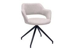 Miliboo Drehstuhl 360° aus beigem strukturiertem Samteffektstoff und schwarzem Metall JESSY* Design-stühle