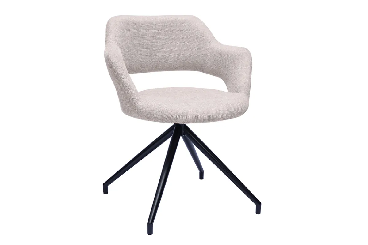 Miliboo Drehstuhl 360° aus beigem strukturiertem Samteffektstoff und schwarzem Metall JESSY* Design-stühle